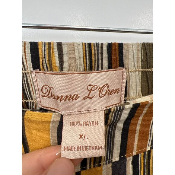 Donna L'oren Striped Pull On Pants Size XL Elastic Waist Tapered Leg Multi Rayon - Picture 3 of 6